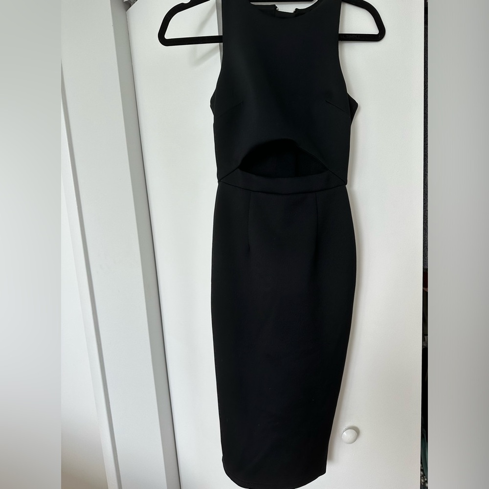 ASOS black midi cut out dress